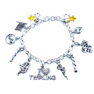 Majorette Charm Bracelet Baton Twirler Love Twirling
